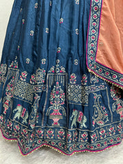 Dazzling Heavy Embroidered Work Blue Color Lehenga Choli Dazzling Heavy Embroidered Work Blue Color Lehenga Choli