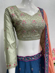 Dazzling Heavy Embroidered Work Blue Color Lehenga Choli Dazzling Heavy Embroidered Work Blue Color Lehenga Choli