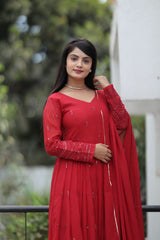 Maroon Color Georgette Sequence Work Anarkali Suit Maroon Color Georgette Sequence Work Anarkali Suit