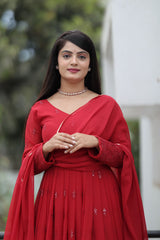 Maroon Color Georgette Sequence Work Anarkali Suit Maroon Color Georgette Sequence Work Anarkali Suit