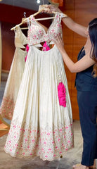 Wedding Wear Georgette White Color Lehenga Choli Wedding Wear Georgette White Color Lehenga Choli