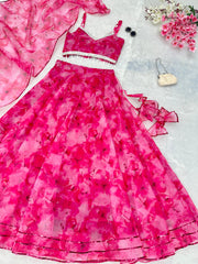 Peaceful Pink Color Organza Digital Printed Lehenga Choli Peaceful Pink Color Organza Digital Printed Lehenga Choli