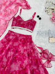 Peaceful Pink Color Organza Digital Printed Lehenga Choli Peaceful Pink Color Organza Digital Printed Lehenga Choli