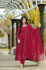 Occasion Wear Embroidery Work Red Color Gown With Duppatta Occasion Wear Embroidery Work Red Color Gown With Duppatta