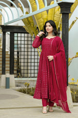 Occasion Wear Embroidery Work Red Color Gown With Duppatta Occasion Wear Embroidery Work Red Color Gown With Duppatta