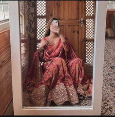 Flattering Orange Color Heavy Sequence Work Sharara Suit Flattering Orange Color Heavy Sequence Work Sharara Suit