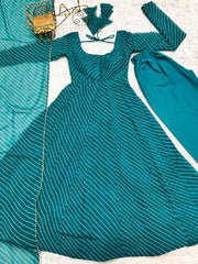 Graceful Georgette Leheriya Print Anarkali Sky Blue Color Gown With Dupatta Graceful Georgette Leheriya Print Anarkali Sky Blue Color Gown With Dupatta