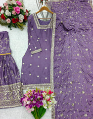 Flattering Lavender Color Heavy Sequence Work Sharara Suit Flattering Lavender Color Heavy Sequence Work Sharara Suit