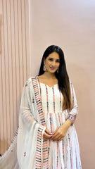 Fashionable Multi Embroidery Work White Color Suit Fashionable Multi Embroidery Work White Color Suit