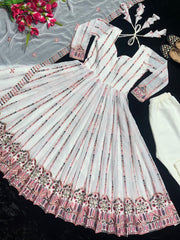 Fashionable Multi Embroidery Work White Color Suit Fashionable Multi Embroidery Work White Color Suit