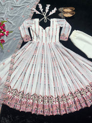 Fashionable Multi Embroidery Work White Color Suit Fashionable Multi Embroidery Work White Color Suit