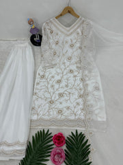 Stylish Heavy Sequence Work White Color Sharara Suit Stylish Heavy Sequence Work White Color Sharara Suit