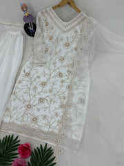 Stylish Heavy Sequence Work White Color Sharara Suit Stylish Heavy Sequence Work White Color Sharara Suit