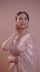 Charming Chiffon Zari Line Work Peach Color Saree Charming Chiffon Zari Line Work Peach Color Saree