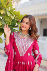 Mesmerizing Georgette Sequence Work Pink Color Gown Mesmerizing Georgette Sequence Work Pink Color Gown
