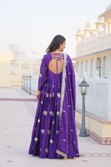 Mesmerizing Georgette Sequence Work Purple Color Gown Mesmerizing Georgette Sequence Work Purple Color Gown