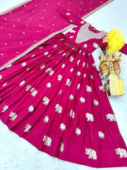 Mesmerizing Georgette Sequence Work Pink Color Gown Mesmerizing Georgette Sequence Work Pink Color Gown