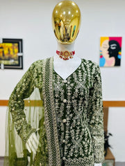 Awesome Georgette Sequence Work Green  Color Sharara Suit Awesome Georgette Sequence Work Green  Color Sharara Suit