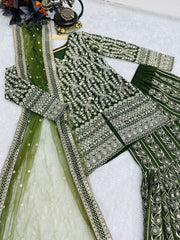 Awesome Georgette Sequence Work Green  Color Sharara Suit Awesome Georgette Sequence Work Green  Color Sharara Suit