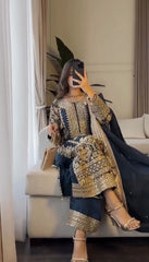 Captivating Navy Blue Color Georgette Revet Moti Salwar Suit Captivating Navy Blue Color Georgette Revet Moti Salwar Suit