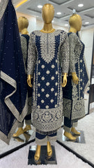 Captivating Navy Blue Color Georgette Revet Moti Salwar Suit Captivating Navy Blue Color Georgette Revet Moti Salwar Suit