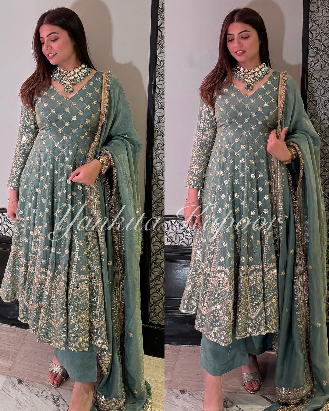 Classic Georgette Sky Blue Color Embroidery Work Salwar Suit