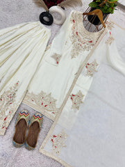 Weeding Wear Embroidered Work White Color Sharara Suit Weeding Wear Embroidered Work White Color Sharara Suit
