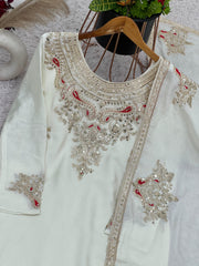 Weeding Wear Embroidered Work White Color Sharara Suit Weeding Wear Embroidered Work White Color Sharara Suit