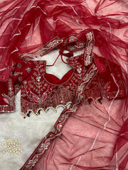 Party Wear Hand Diamond Work Red Color saree Party Wear Hand Diamond Work Red Color saree