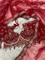 Party Wear Hand Diamond Work Red Color saree Party Wear Hand Diamond Work Red Color saree