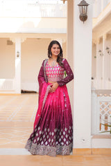 Designer Chinon Silk Pink Purple Color Lehenga Choli Designer Chinon Silk Pink Purple Color Lehenga Choli
