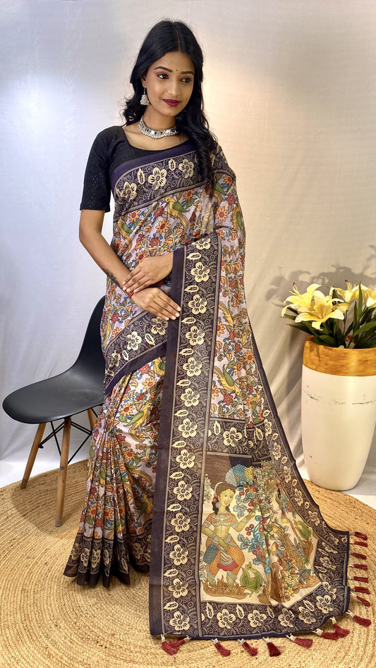 Awesome digital print Lavender Color Saree