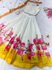 Superhit White Color Organza Silk Lehenga Choli Superhit White Color Organza Silk Lehenga Choli