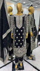 Captivating Black Color Georgette Revet Moti Salwar Suit Captivating Black Color Georgette Revet Moti Salwar Suit