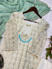 Delightful Sequence Embroidery Work Off White Color Anarkali Suit Delightful Sequence Embroidery Work Off White Color Anarkali Suit