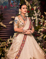 Marriage Special Simmer Silk Cream Color Lehenga Choli Marriage Special Simmer Silk Cream Color Lehenga Choli