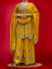 Wonderful Sequence Haldi Wear Yellow Color Sharara Suit Wonderful Sequence Haldi Wear Yellow Color Sharara Suit