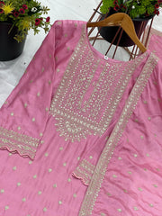Delightful Chinon Silk Pink Color Sharara Suit Delightful Chinon Silk Pink Color Sharara Suit
