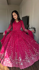 Elegant Embroidery Work Pink Color Gown Elegant Embroidery Work Pink Color Gown