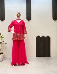 Beautiful Georgette Pink Color Sharara Suit Beautiful Georgette Pink Color Sharara Suit