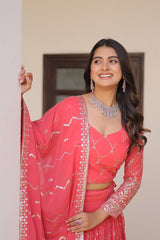 Traditional wear Embroidery Sequence Work Pink Color Lehenga Choli Traditional wear Embroidery Sequence Work Pink Color Lehenga Choli