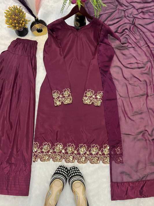 Good Looking Wine Color Salwar Suit