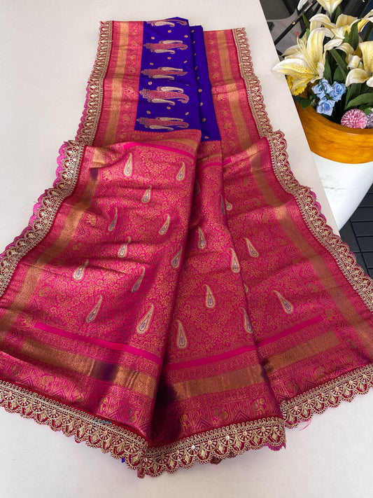 Lovely Paithani Silk Blue Color Saree