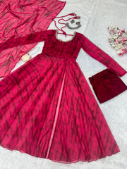 Captivating Georgette Pink Color Mirror Work Anarkali Suit Captivating Georgette Pink Color Mirror Work Anarkali Suit