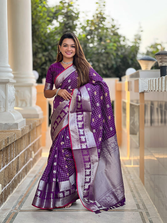 Good Looking Soft Silk Purple Color Saree
