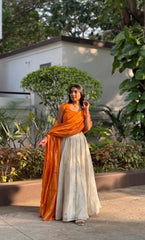 Occasion Wear Orange Choli With White Lehenga Occasion Wear Orange Choli With White Lehenga