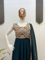 Stunning Sequence Work Green Color Gown Stunning Sequence Work Green Color Gown
