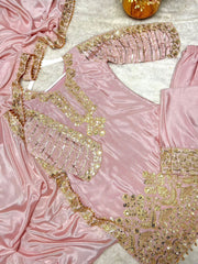 Innovative Pink Chinon Silk Sequence Work Palazzo Suit Innovative Pink Chinon Silk Sequence Work Palazzo Suit