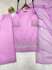 Ravishing Pink Georgette Sequence Work Palazzo Suit Ravishing Pink Georgette Sequence Work Palazzo Suit