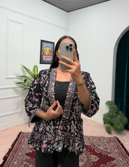 Function Wear Chinon Silk Black Color Sharara Suit Function Wear Chinon Silk Black Color Sharara Suit